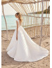 Cap Sleeves Ivory Satin V Back Charming Wedding Dress